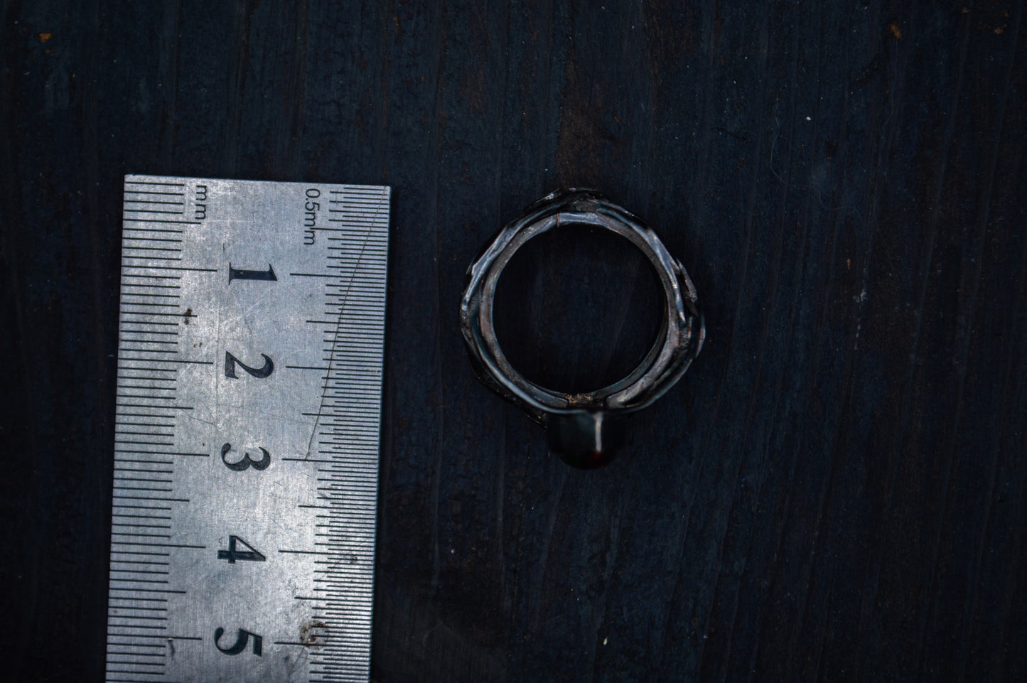 Ring "Silvae obscurae" silver 925, black opal.