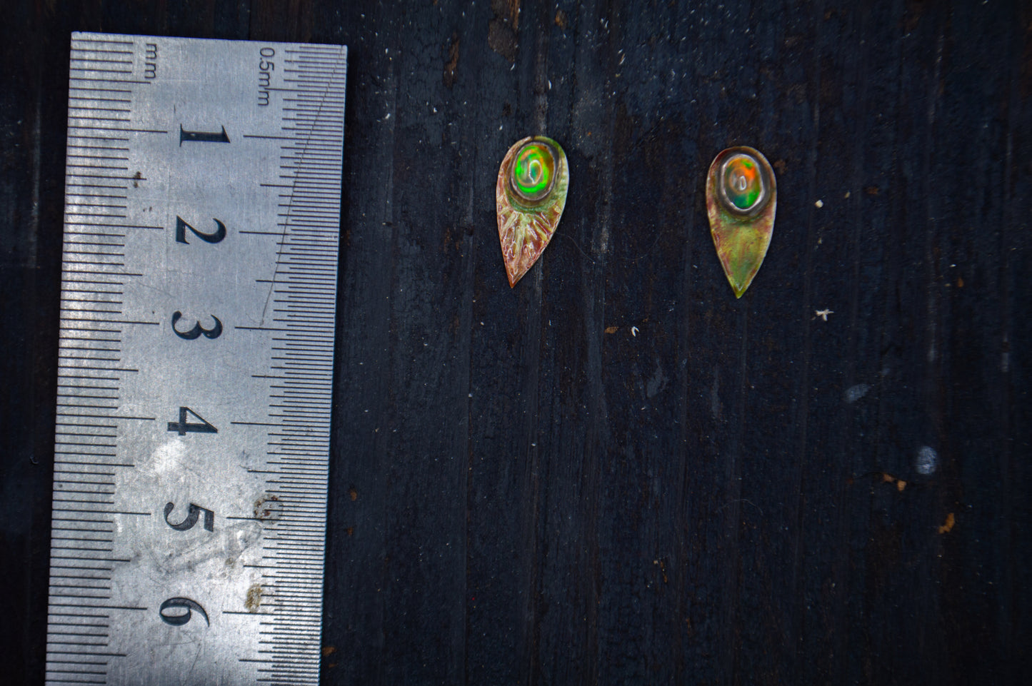 Earrings "Leaves" silver 925, opal, enamel