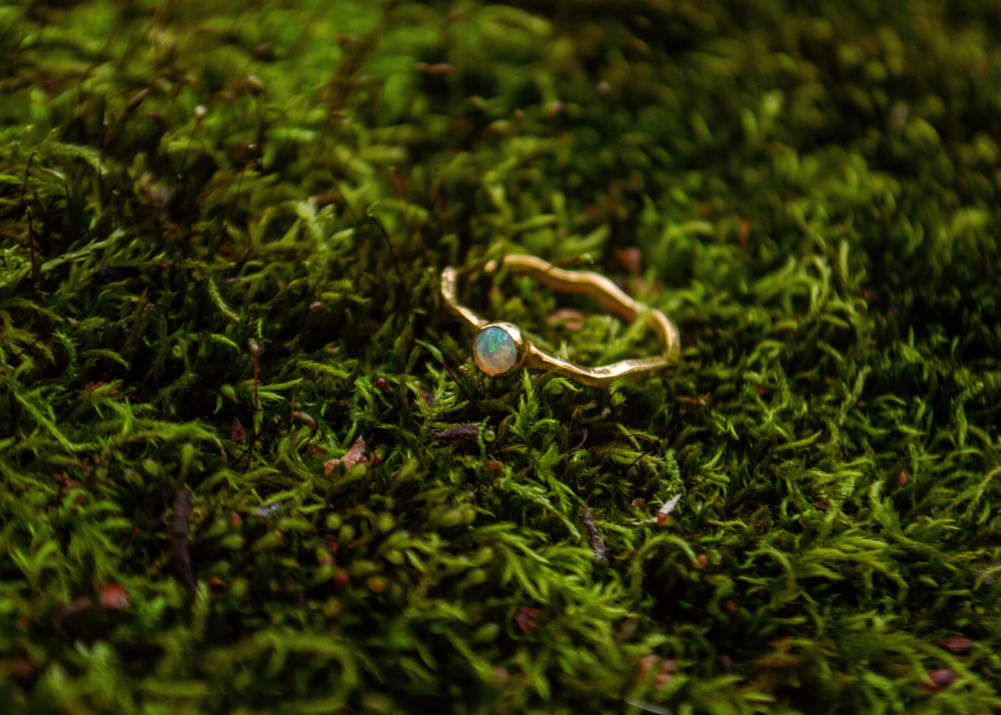Gold plated silver ring with opal