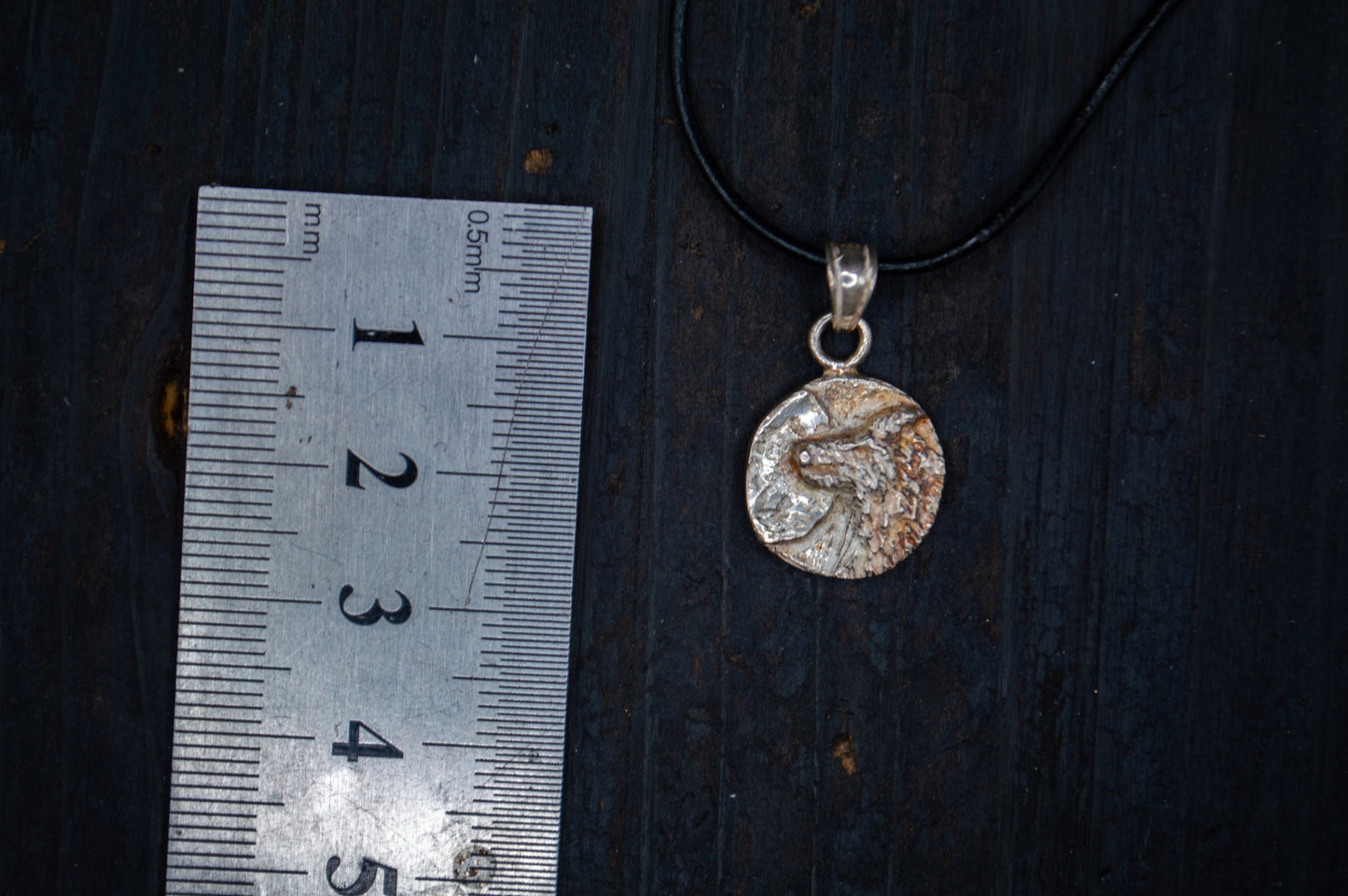 Hõbedast ripats hundi ja kuuga