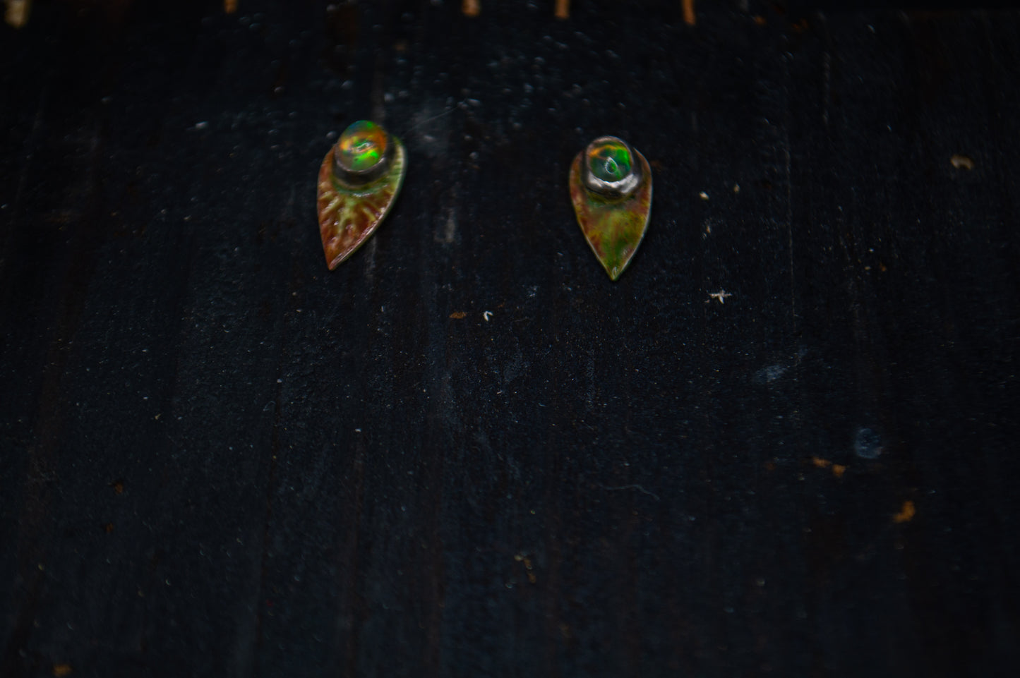 Earrings "Leaves" silver 925, opal, enamel