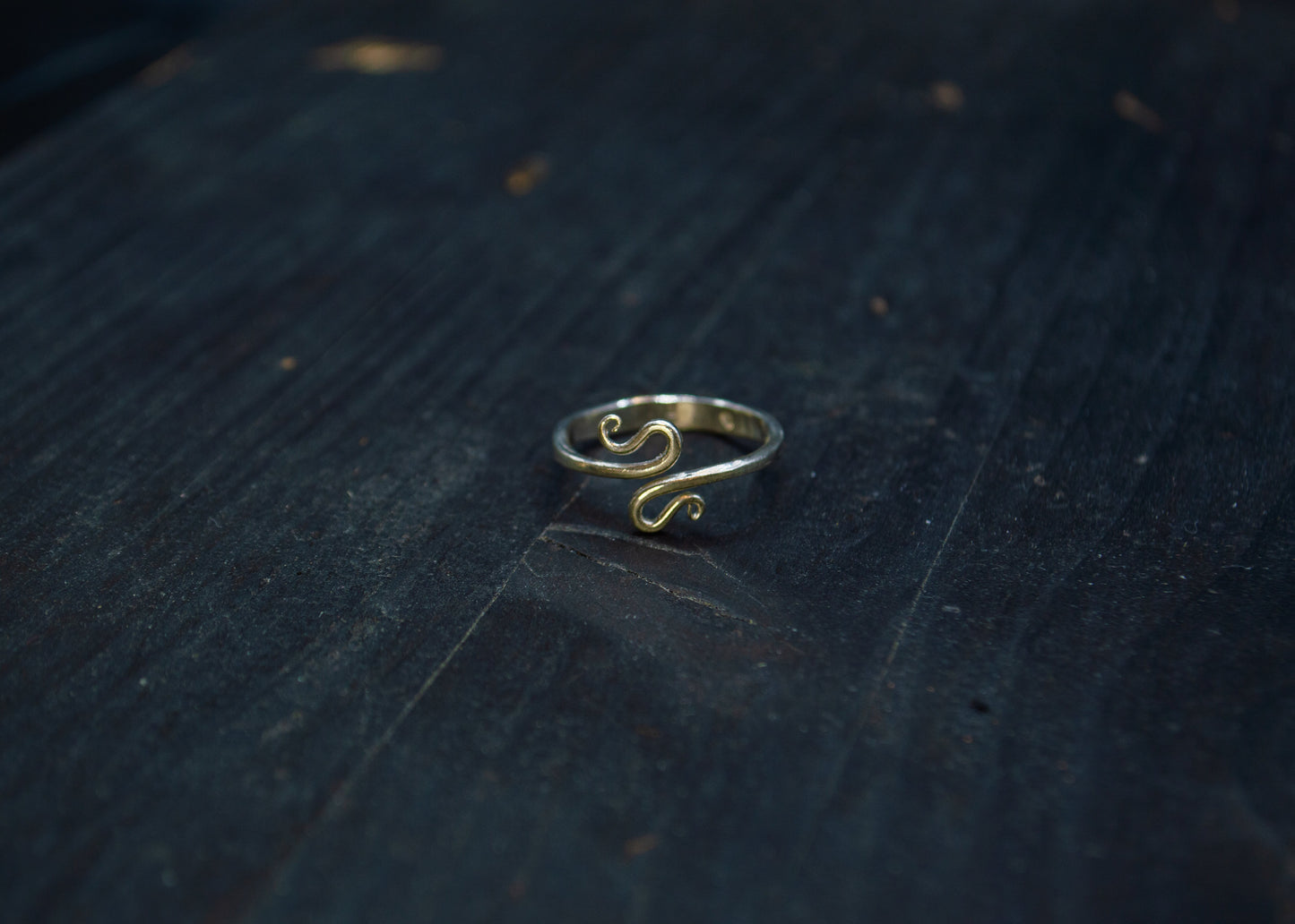 Handforged open silver spiral ring