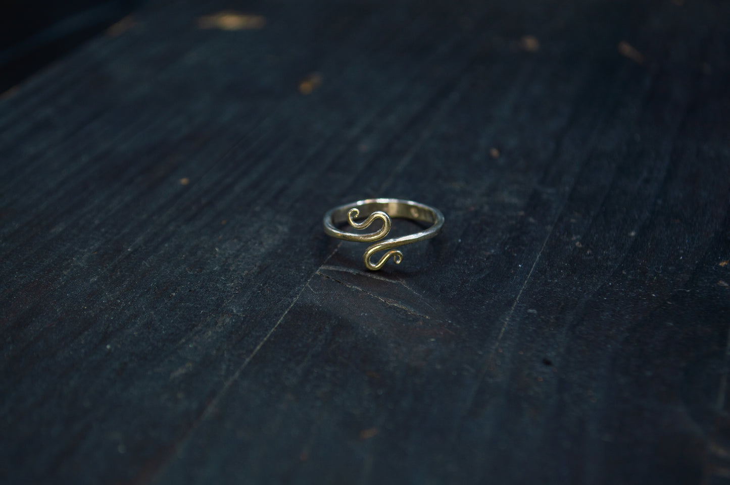 Handforged open silver spiral ring