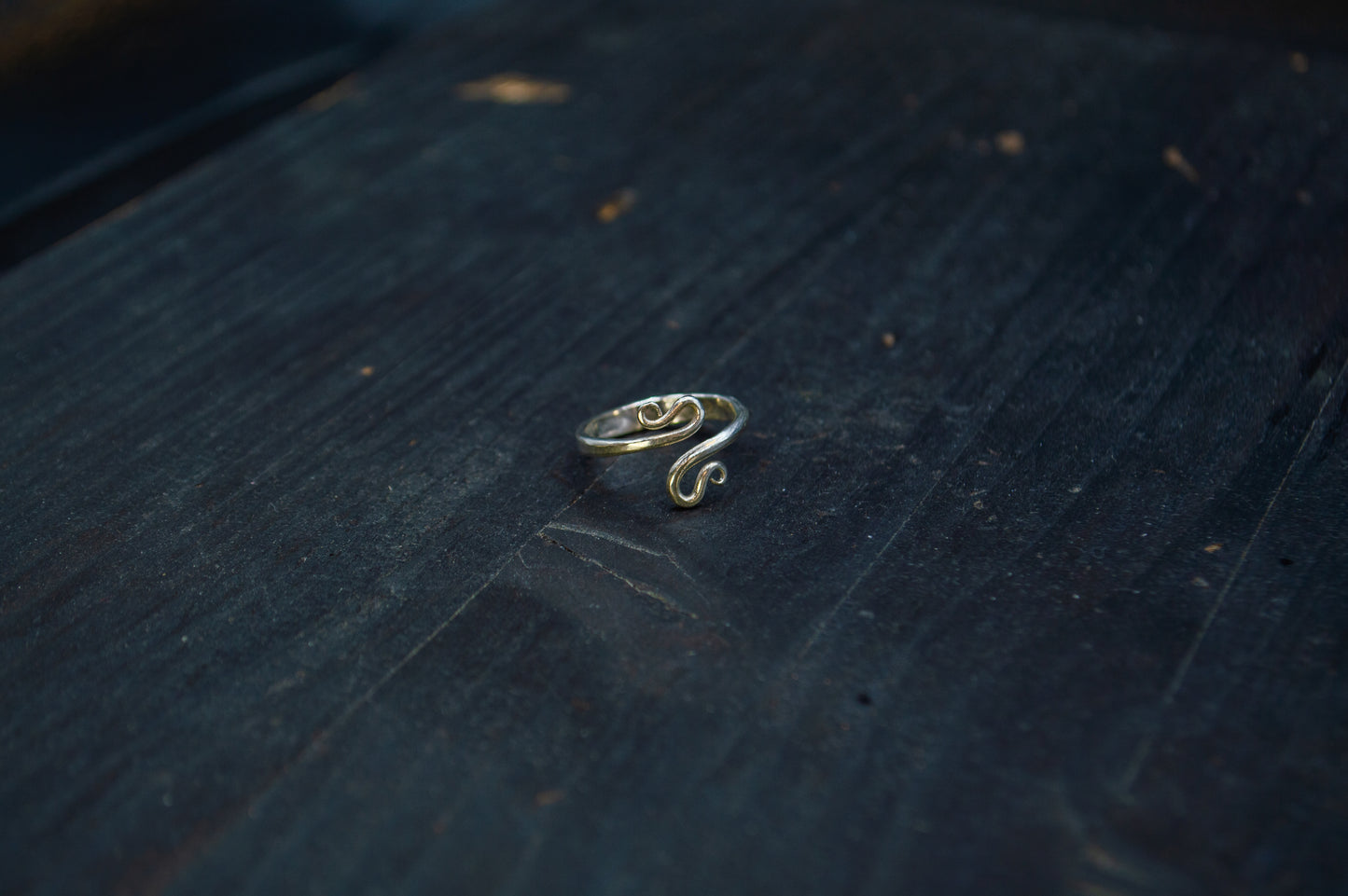 Handforged open silver spiral ring