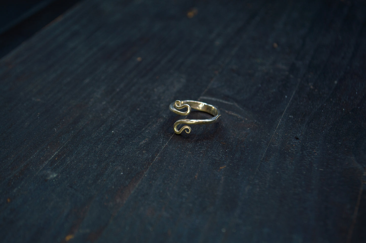 Handforged open silver spiral ring