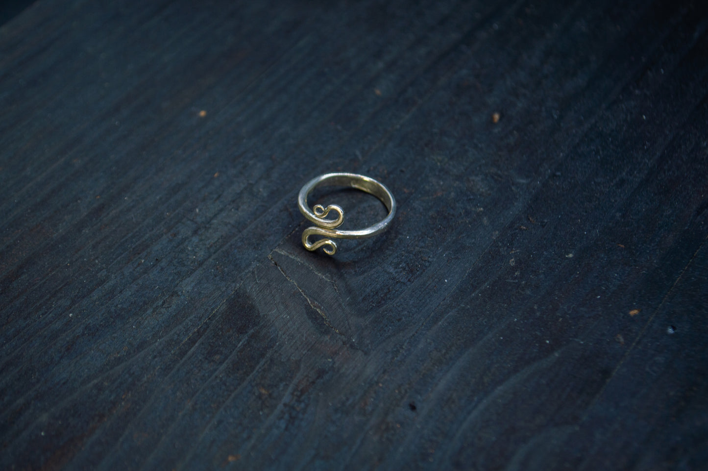 Handforged open silver spiral ring