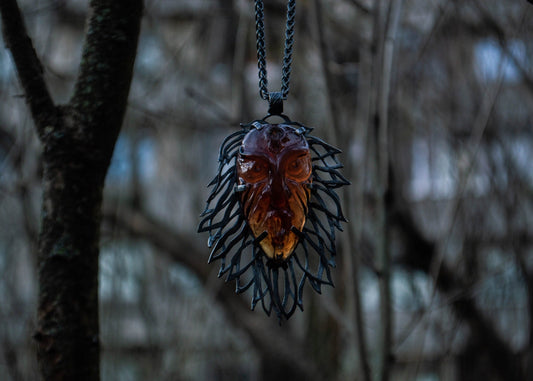 Pendant "Ante ent Nunc", silver 925, Indonesian amber