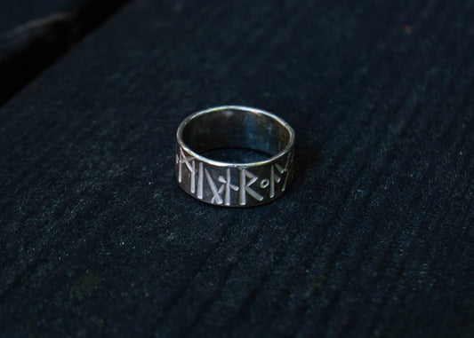 Silver ring with viking runes