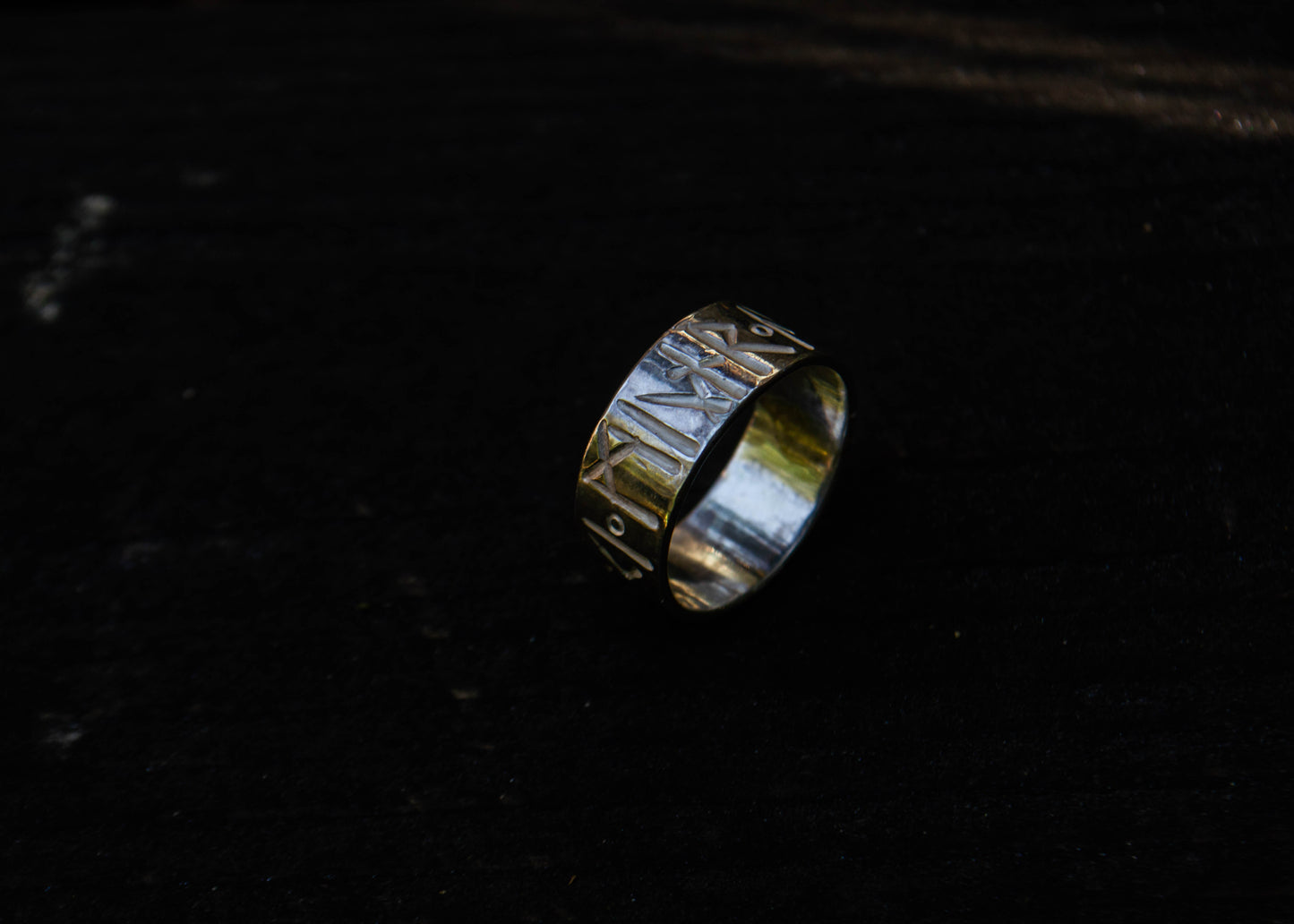 Silver ring with viking runes