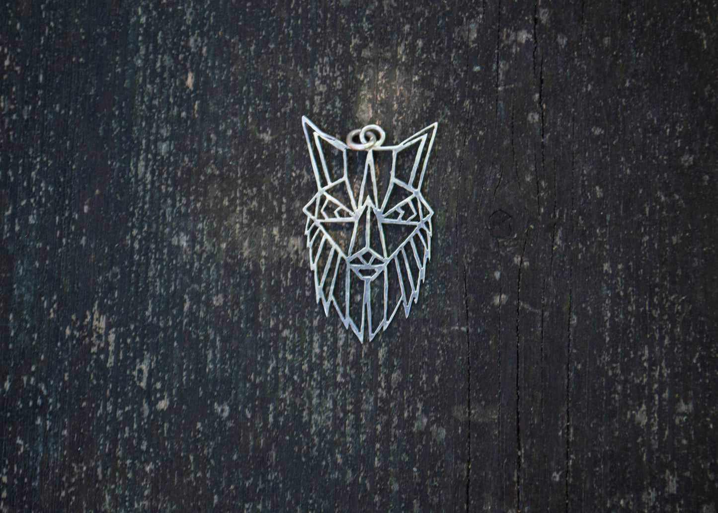 Geomeetriline hõbedast ripats rebasega