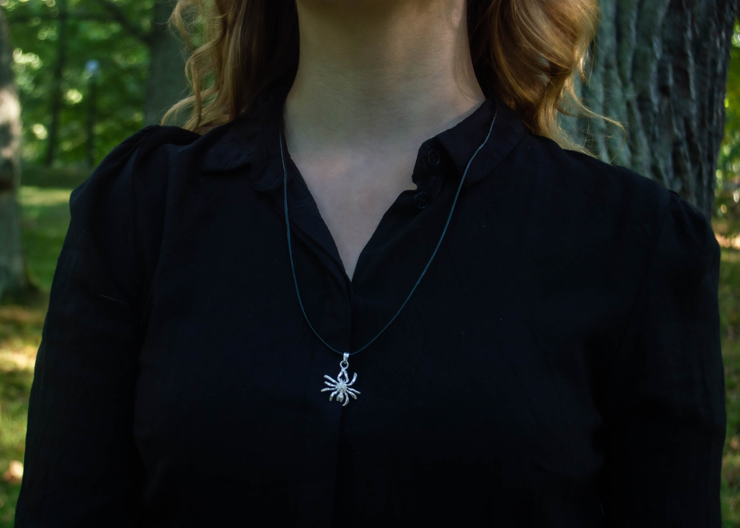 Silver pendant with a spider motif