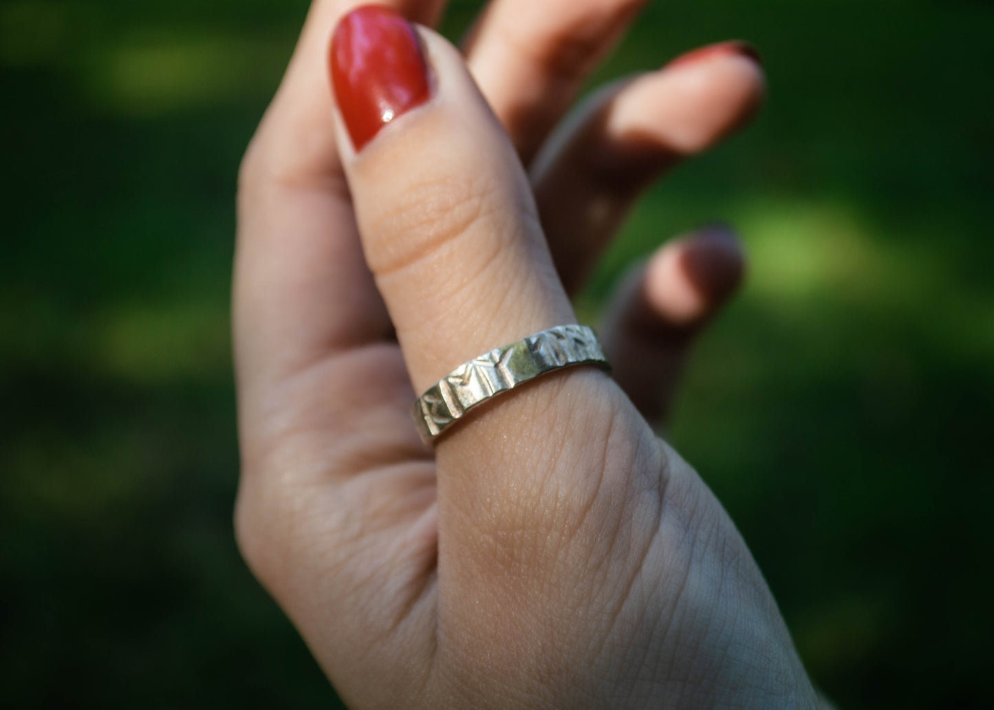 Silver ring with viking runes