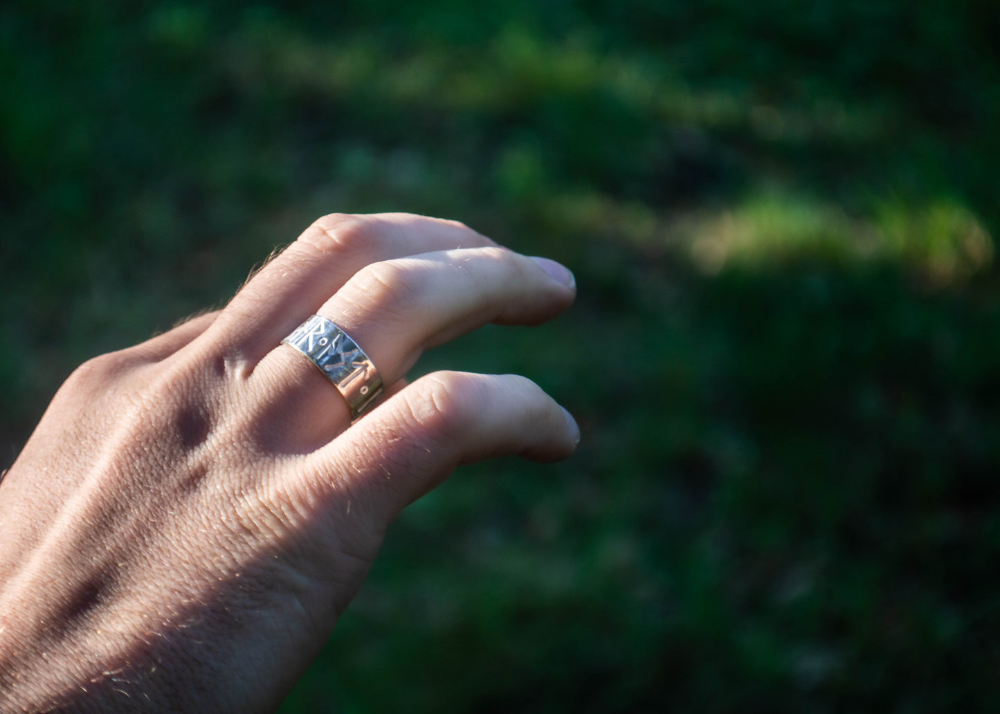 Silver ring with viking runes