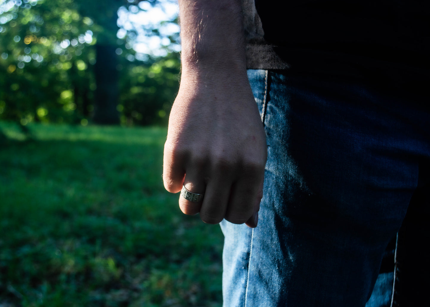 Silver ring with viking runes